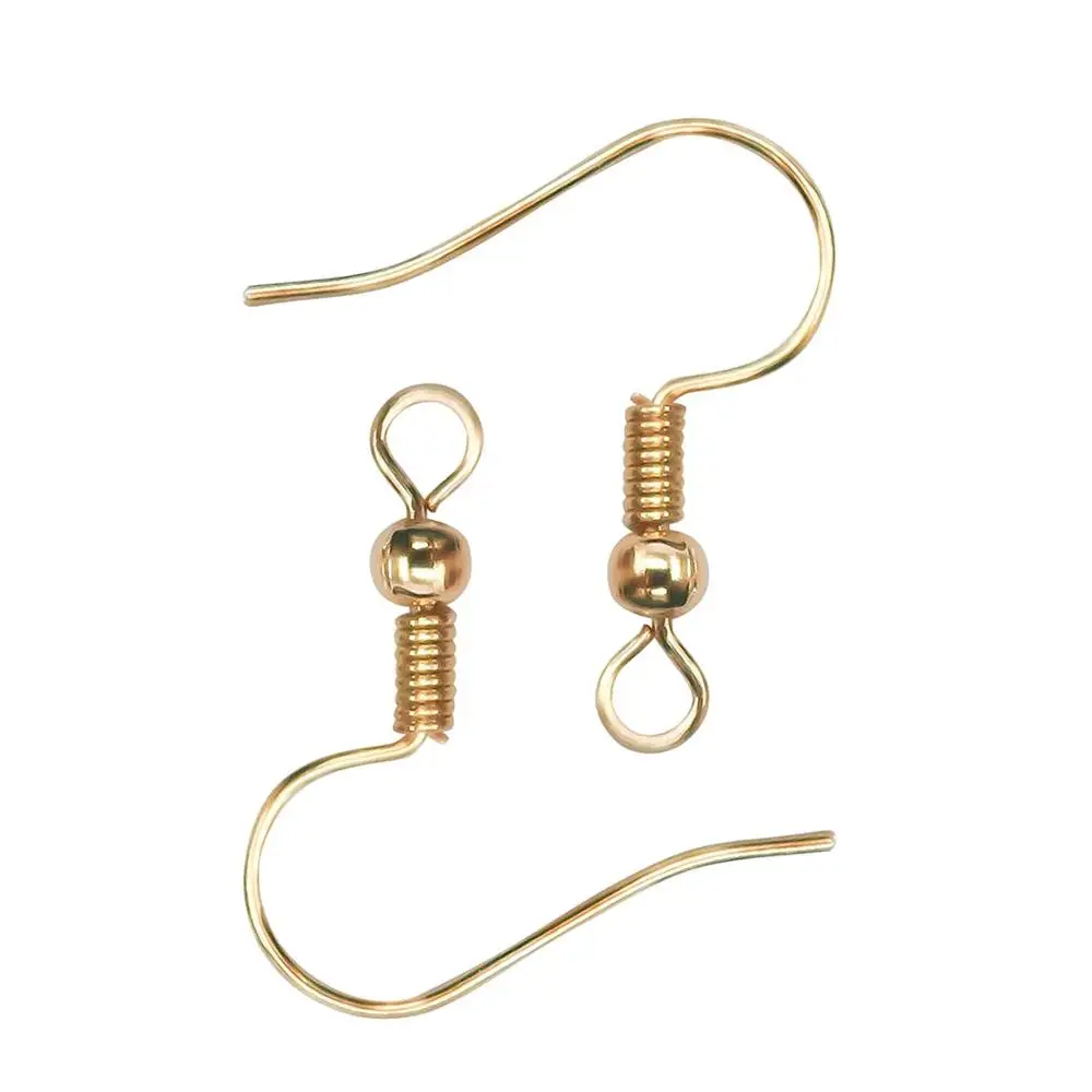 

TOAOB 100pcs Surgical Steel Ball Coil Earring Hooks Ear Wires 18MM Golden for jewelry making
