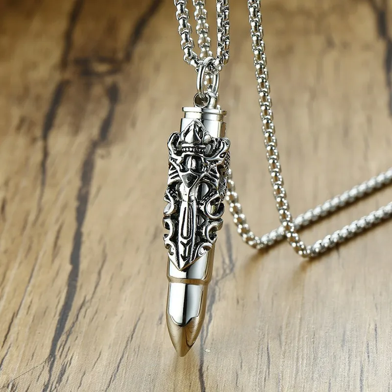 

Vnox Stylish Dragon Charm On Bullet Pendant for Men Necklace Heavy Stainless Steel Tough Man Accessory