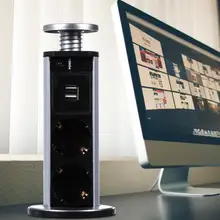Выдвижная электрическая розетка с 3 разъемами, 2 usb-разъема для кухонного стола, выдвижная розетка для столешницы, Рабочая панель, штепсельная вилка европейского стандарта