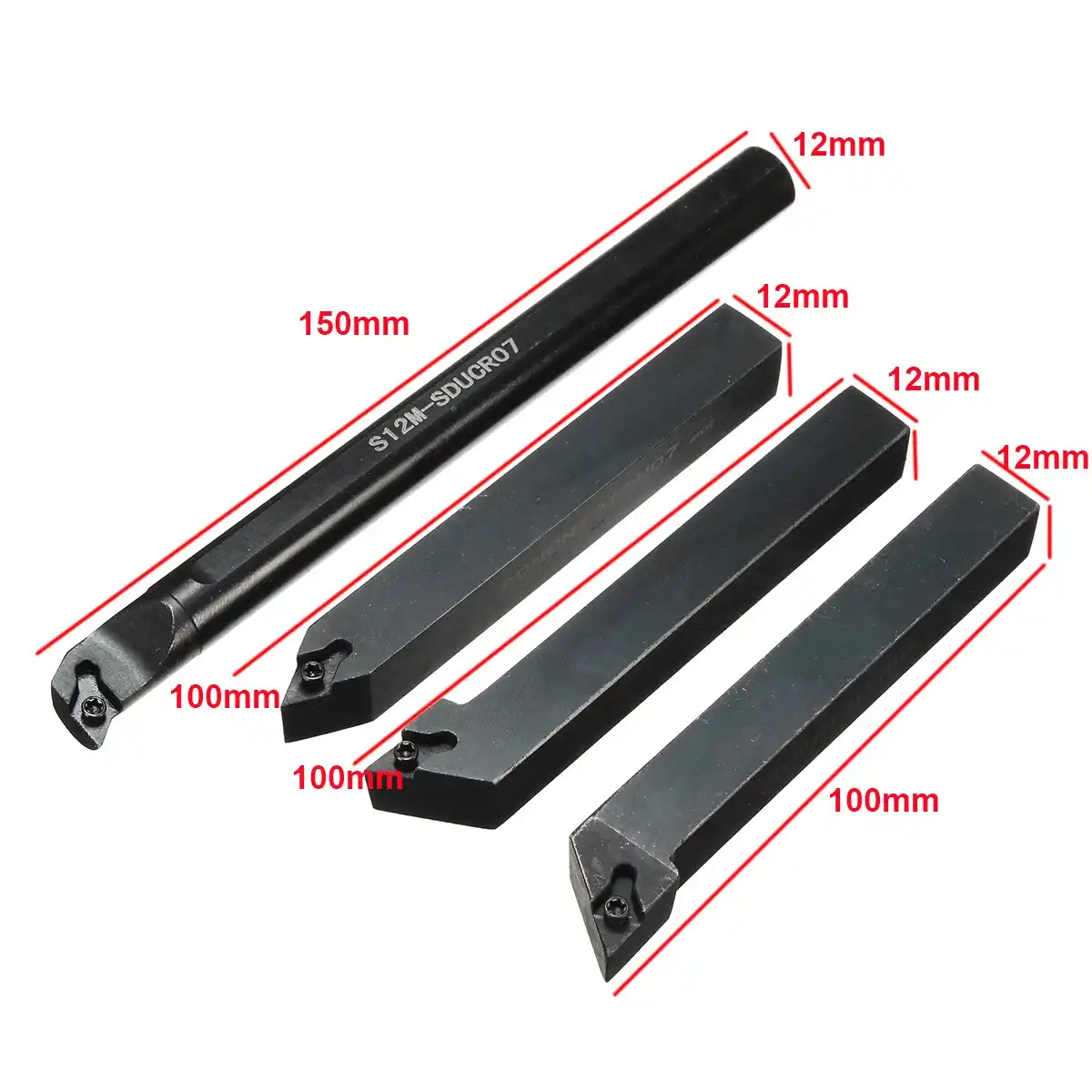 10 DCMT0702 Carbide Inserts Set 4pcs 12mm Lathe Turning Tool Holder Boring Bar