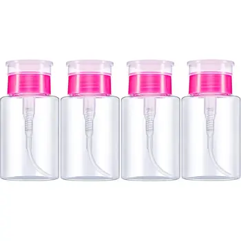 

4 Pack 180 ml Push Down Dispenser Nail Polish Remover Pump Empty Bottle Dispenser for Nail Polish Remover Liquid Bottle Contai