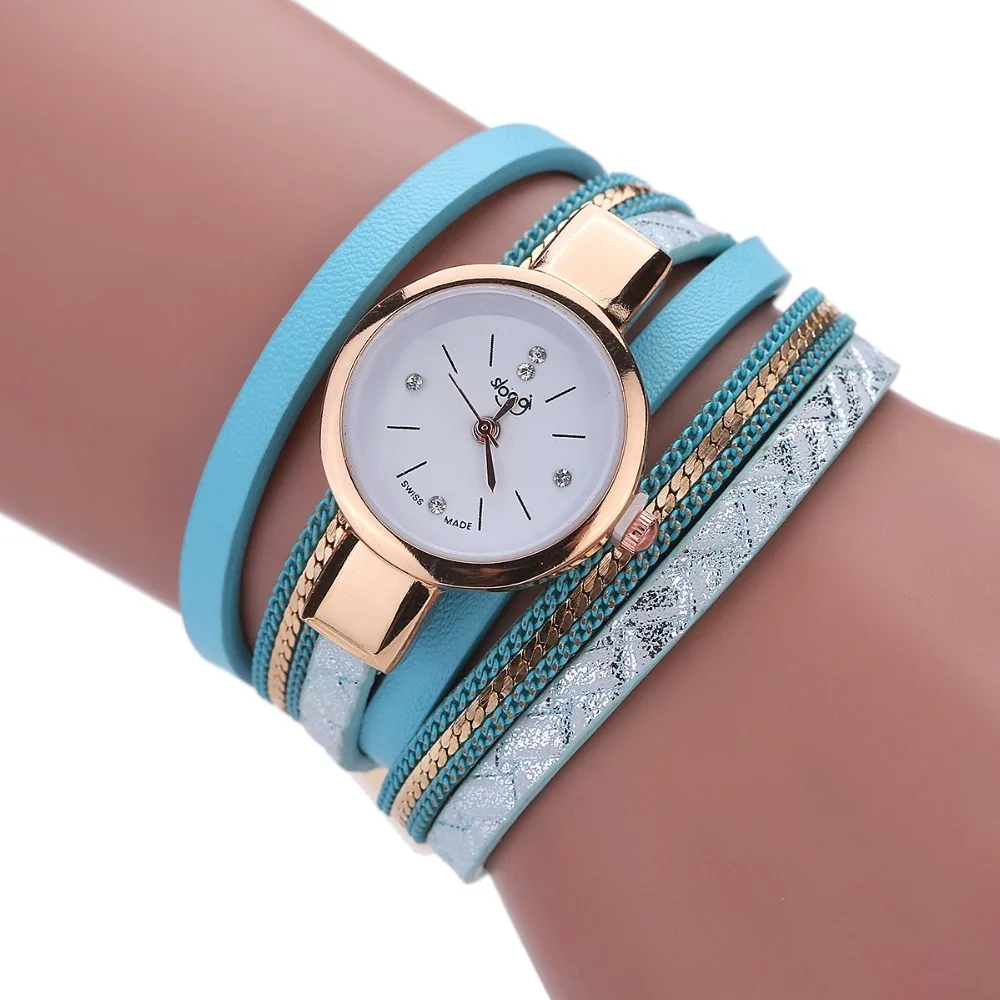 

Fashion Women Watch Gilt Braided Leather Bracelet Clock Casual Woman Wristwatch Luxury Brand Quartz Watches Montre Femme Relogio