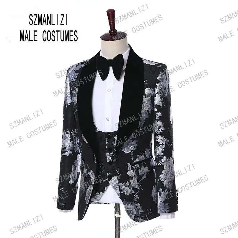 Latest Coat Pant Designs 2019 Custom Made Velvet Lapel Tuxedo Men