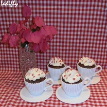 Горячая торта инструмент 4 шт. Силиконовые Формы для кексов форма выпечка кексов чай торт формы с блюдцами