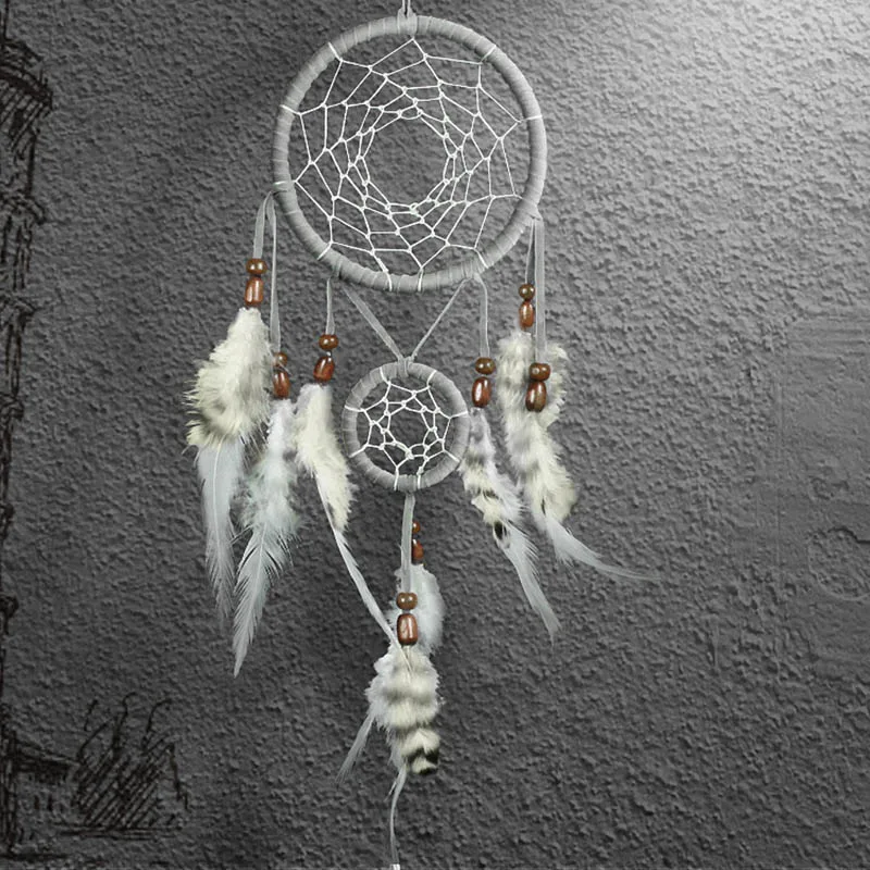 

Grey 2 rings modern interior decoration dreamcatcher trendy car pendant valentine's day special gift ladies home decoration