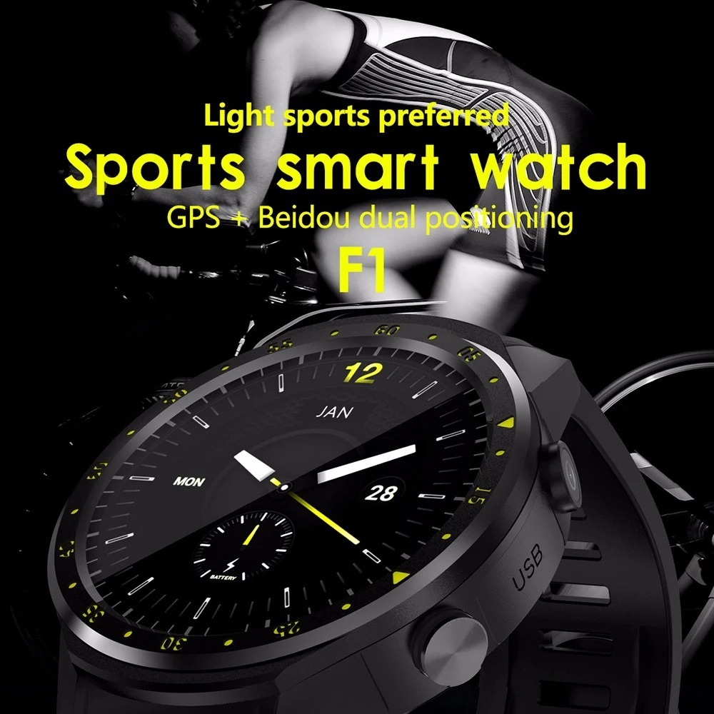 Professional F1 Sports Smart watch GPS Smart Watch Phone 1.3 inch MTK2503 Dual Bluetooth Beidou Camera Heart Rate / Sleep M