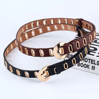 

2018 New Pattern High Guality Designer Belt For Women Punk Style Vintage Female Belt For Jeans Harajuku Round Pin Buckle Belt