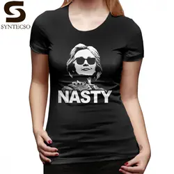 Ироничная футболка Хиллари Клинтон с надписью "Nasty woman" футболка с круглым вырезом Уличная мода женская футболка Новая мода с коротким