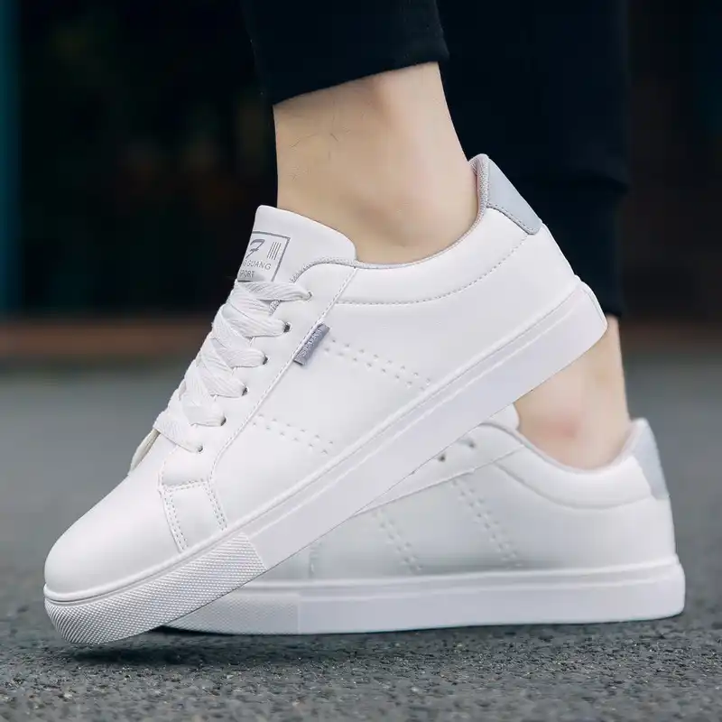 white casual leather shoes