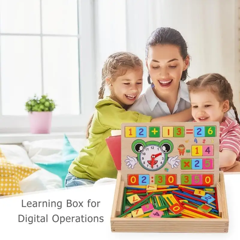 

Wooden Counting Sticks Clock Education Game Kids Math Learning Toy Gifts Wooden Sticks Rod Clock Education Number Mathematics
