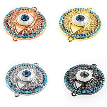 

24*20mm Round High Quality Diy Jewelry Accessories Bracelet Necklace Jewelry Making Copper Cubic Zirconia Connector Miro Pave