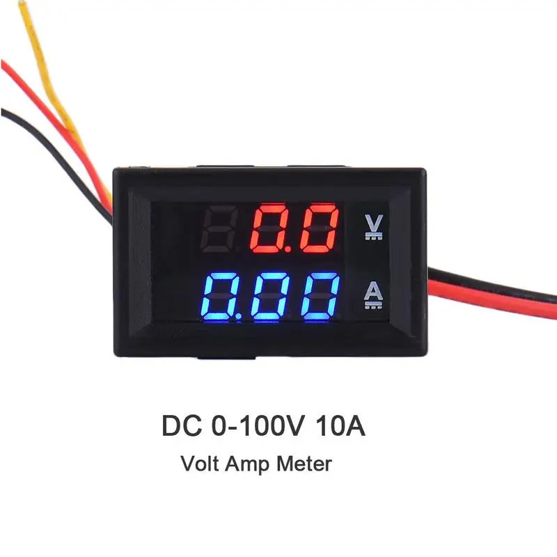 

LED DC Dual LED Digital Current Voltmeter Ammeter DC 100V 10A Panel Amp Volt Current Meter Tester Blue Red Dual LED Display