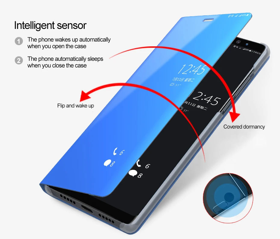 Чехол Tikono Smart Mirror View для Huawei Mate 10 Lite кожаный чехол подставка P20 Pro P10 Plus 9 книжка