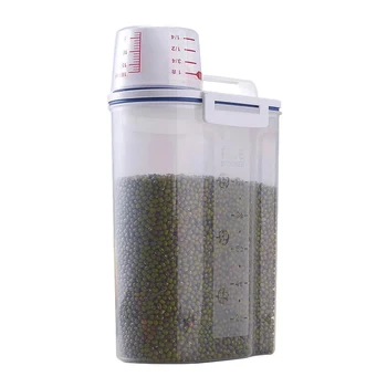 

Kitchen Storage Portable Storage Box Container 2Kg Rice Grain Sealed Moisture-Proof Cup Rice Barrel Transparent Plastic