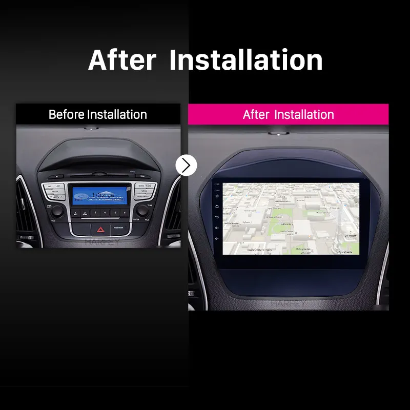 Best Harfey Android 9.0/8.1 9" 2Din GPS Car Radio For 2009-2011 2012 2013 2014 2015 Hyundai IX35 3G Wifi Multimedia Player 5