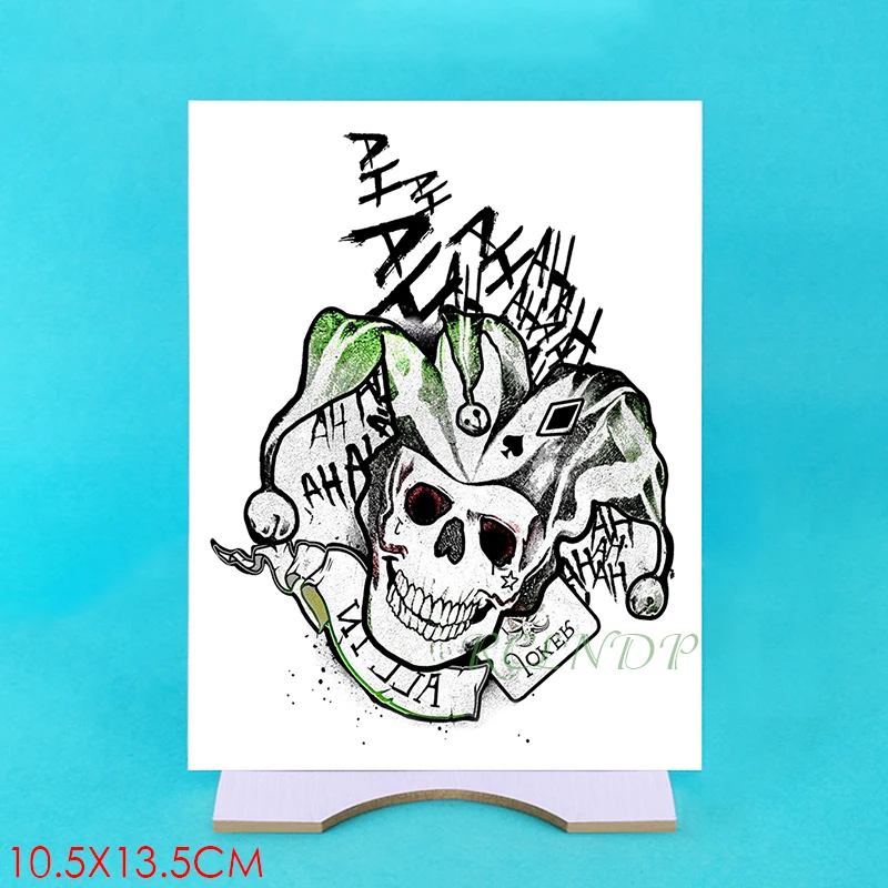 Waterproof Temporary Tattoo Sticker Suicide Squad skull clown letter ...