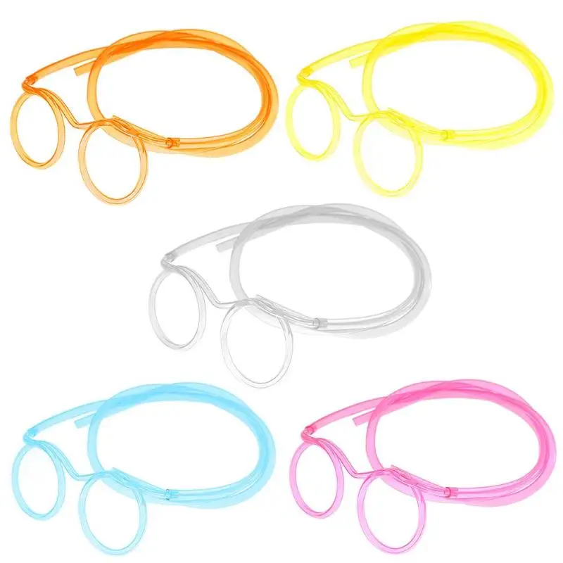 Summer Straw Glasses Drinking straws Flexible Soft Plastic Glasses Straw Kids Party Unique Drinking Tube Tools