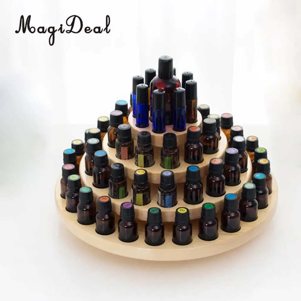 Rotatable Wooden Essential Oils Display Rack Organizer Stand Shelf 4
