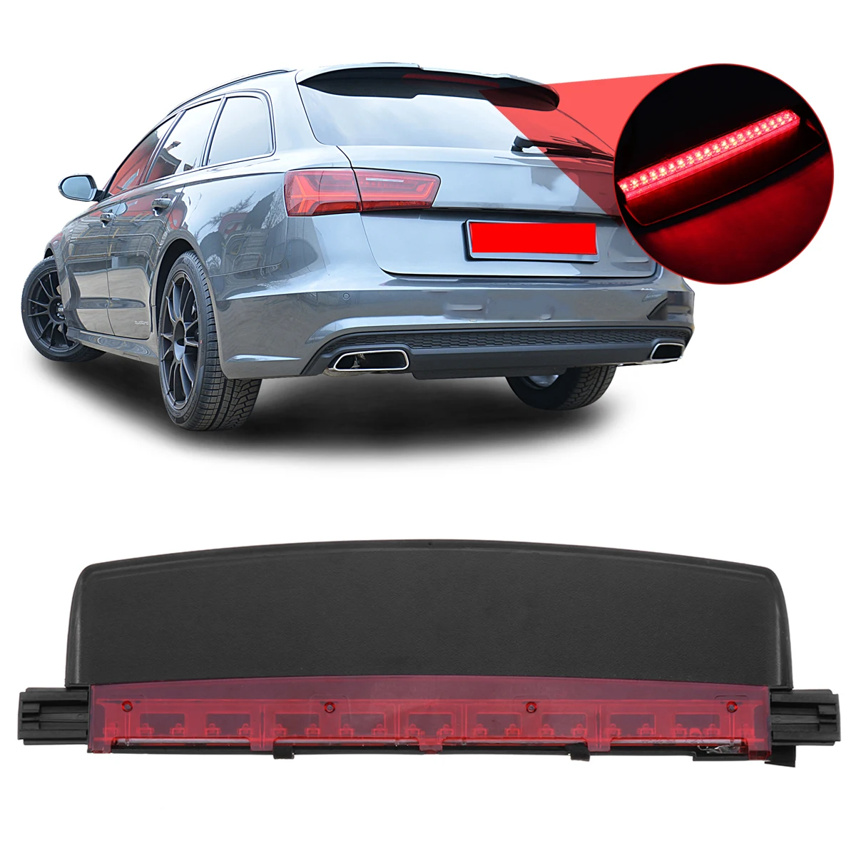 

Red Led Car High Level Third Brake Light PU Center Rear Stop Signal Light High Quality Tail Light For AUDI A6 C6 2005-2011
