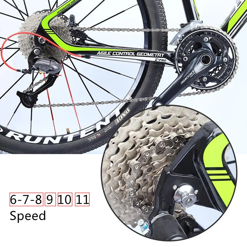 Велосипедная цепь 11Speed10 9 6-7-8Speed 116 звенья для горного велосипеда Bicicleta части стальная велосипедная цепь с полным покрытием