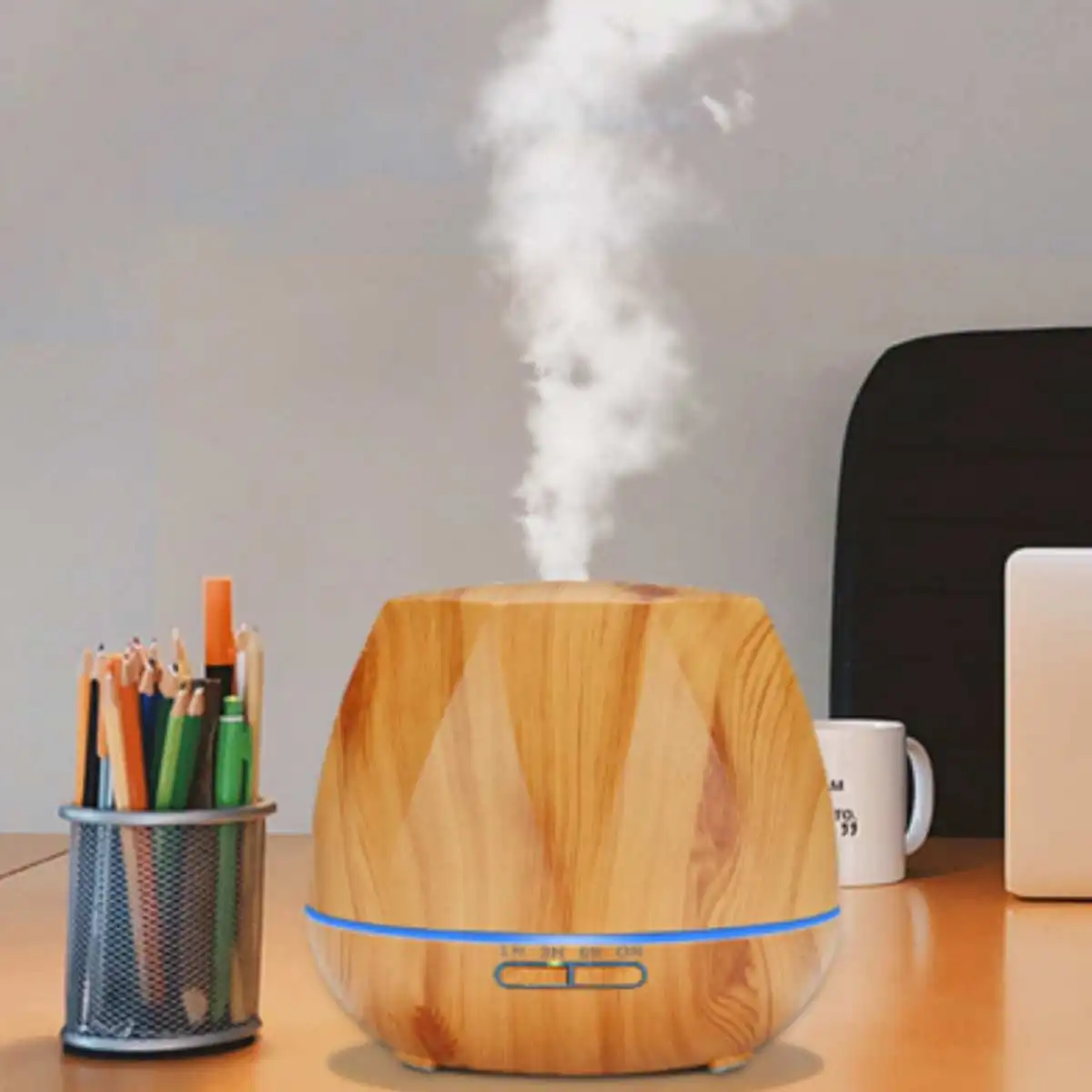 

500ML Wood Grain Remote Control Air Humidifier Essential Oil Diffuser Humidificador Mist Maker LED Diffuser Aromatherapy Home