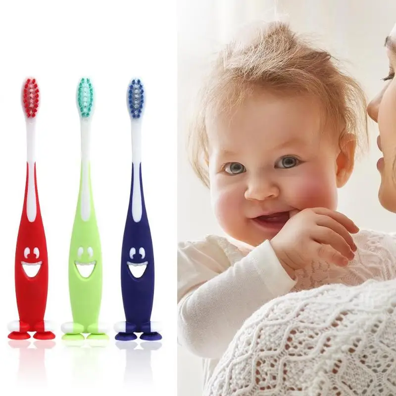 3pcs/Set Ultra Soft Bristles Toothbrush Kids Children Cartoon Smile Antibacterial Toothbrushes Kit