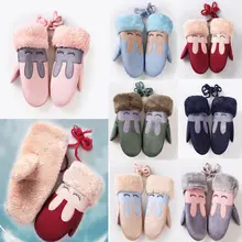 Популярные детские забавные хлопковые перчатки с принтом кролика для мальчиков и девочек зимние теплые перчатки