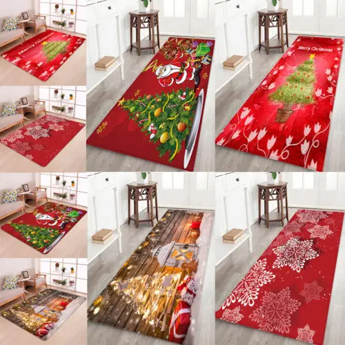 

Christmas Rugs Anti-Skid Area Rug Dining Room Home Bedroom Carpet Floor Mat