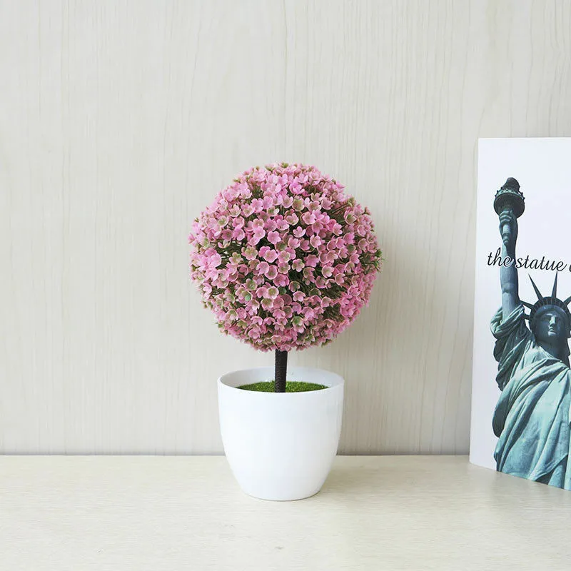 

Artificial Plastic Flower Plants Green Grass Bonsai Fake Bonsai Ball Shape Plants For Wedding Party Desk Home Decor Popular 2019