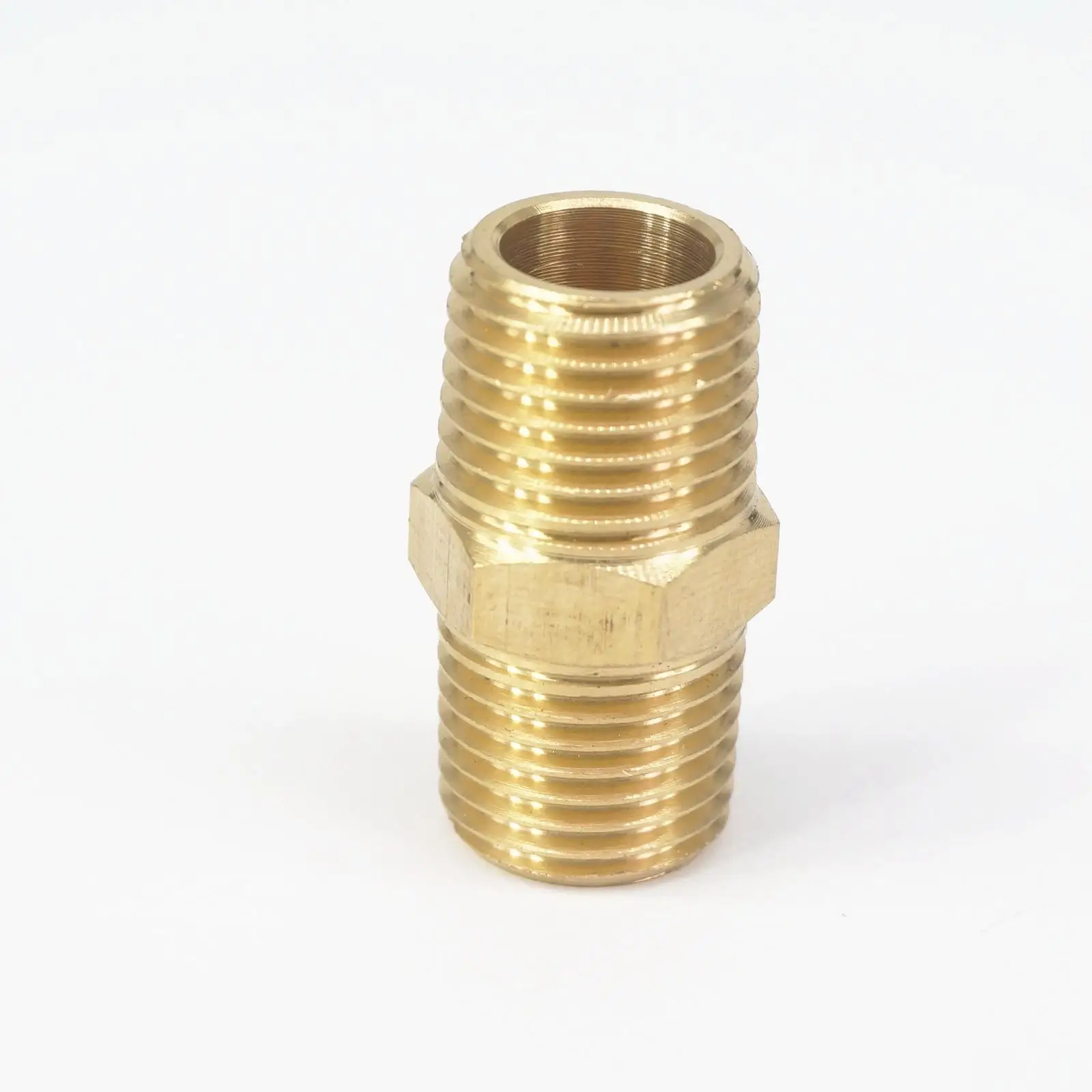 1/4" X 1/4" Brass Nipple Pipe Fittings Equal Adapter Union NPT Male Threaded ... 