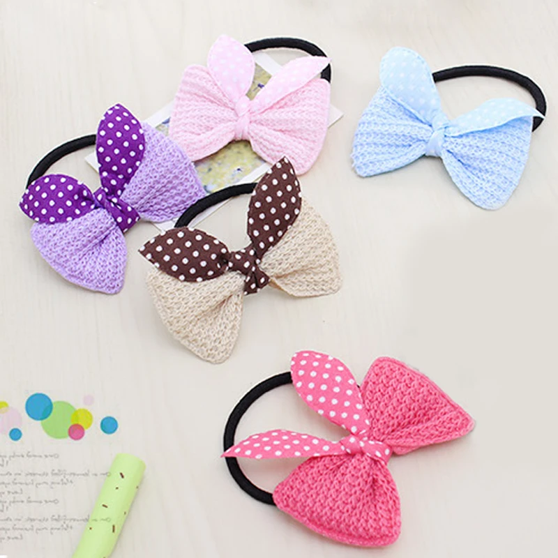Girls Adjustable Bowknot Elastic Kids Hair Accessories Children Unique Women Woolen 1PC/3PCS Hair Rope Wedding Valentines Gift