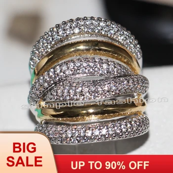 

Fashion Jewelry Classic 236pcs Gem 5A Zircon stone 14KT White Yellow Gold Filled Engagement Wedding Band Ring Set Sz 5-11