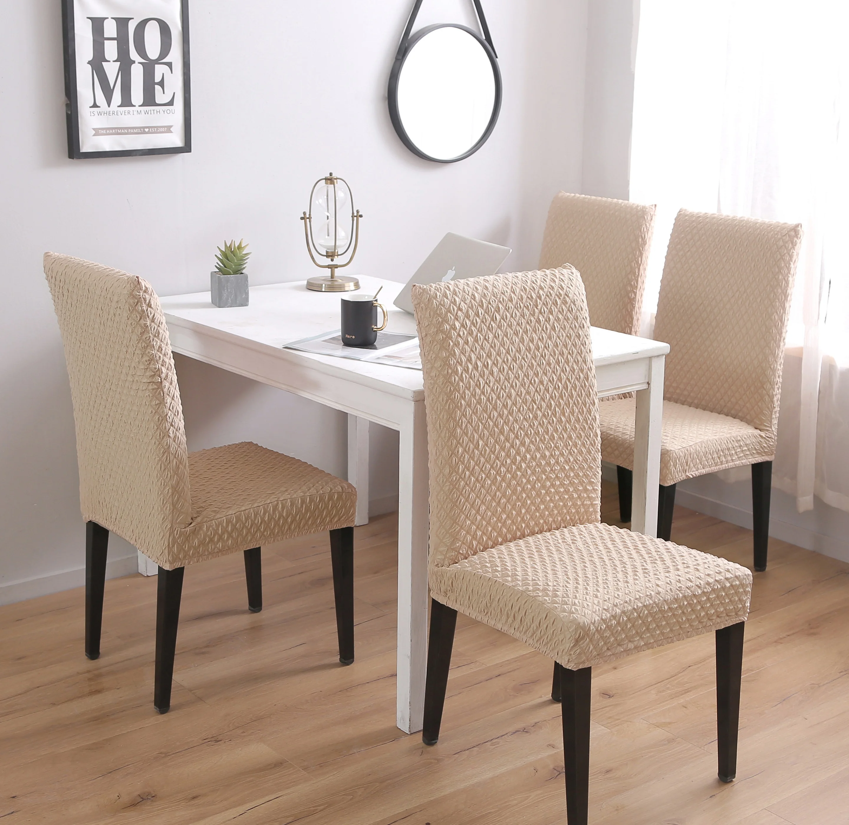 

2019 New Arrival Minimalistic Morden Elastic Chair Covers Spandex Fit-one-size With Thicker Knit Jacquard Cloth Chair Protectors