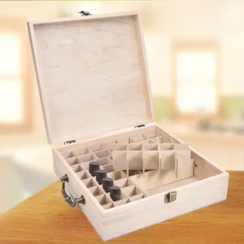 

62 Slot Wooden Storage Box Carry Protective Box Essential Oil Bottles Aromatherapy Container Metal Lock Wood Storage Case
