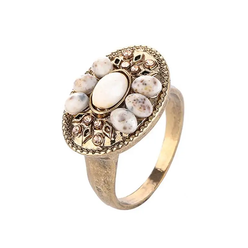 

2019 ladies retro resin plating ancient gold ring fashion noble jewelry wedding anniversary gift fashion jewelry wholesale