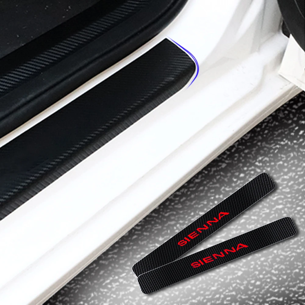 4D Carbon Fiber Vinyl Stickers For Toyota Sienna Car Door Sill Guard