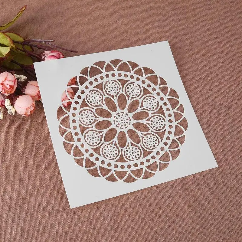 

Round Flower Print Coffee Cake Template Fondant Cream Spray Mold Cake Decoration Wedding Template Mold Kitchen Baking Cakes 1pc