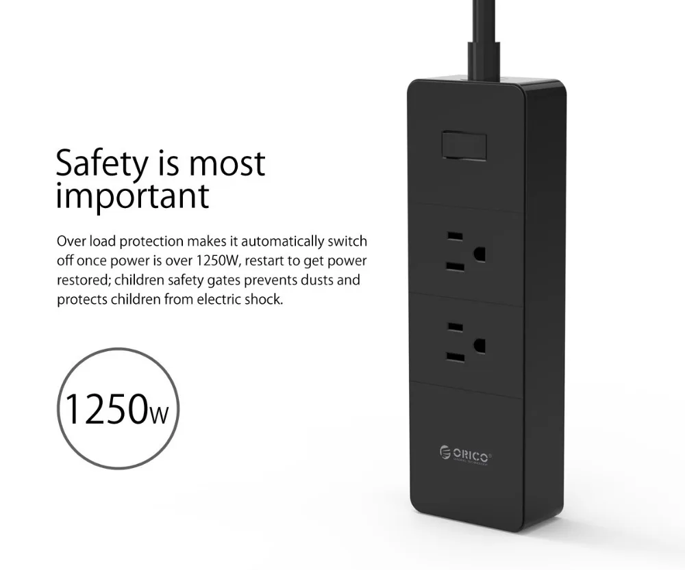 ORICO 2 AC защита от перенапряжения с 4 USB разъем США Plug Mutiple офис Быстрая зарядка электрические Smart мощность полосы Зарядное устройство