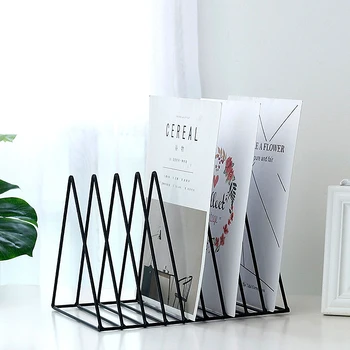 

Storage Rack Nordic Triangle Simple Wrought Iron Desktop File Magazine Shelf Storage Box Office Rack Jewelry Storage