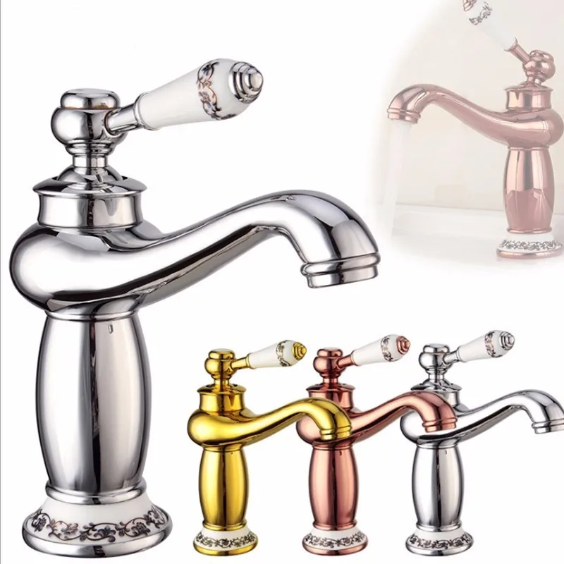 

Copper chrome faucet Hot and cold water mixer Faucet Kitchen faucet Bathroom single hole basin faucet
