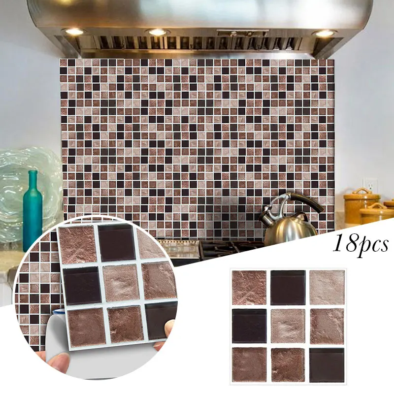 Waterproof Removable Bathroom Sticker Bath Toilets Shower Mosaic Kitchen PVC Wall Stickers Decor