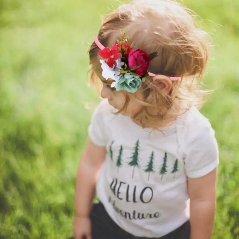 

Bride Women Flower Crown Hair Band Wedding Floral Headband Garland Ribbon Bow Girl Flower Wreath Elastic Hair Accessories
