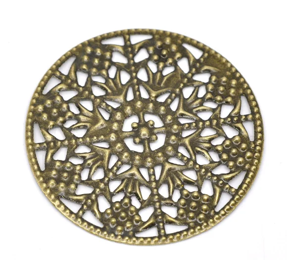 

DoreenBeads 30 Bronze Tone Filigree Round Wraps Connectors 48mm (B14282), yiwu