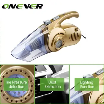 

Onever 4 in 1 Multi-function Wet/Dry Car Vacuum Cleaner 12V 120W Tire Inflator Tire Pressure LED Light Tire inflatable Pump