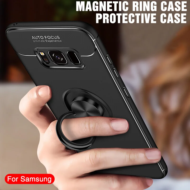 

Luxury Shockproof Bracket Ring Case For Samsung Galaxy S8 S9 Plus Note8 Full Cover For Samsung A50 A30 Soft Silicone Holder Case