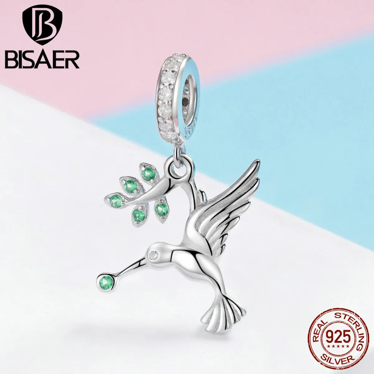 

BISAER 925 Sterling Silver Spring Bird Hummingbirds Greeting Beads Charms fit Bracelets Silver Beads for Jewelry Making ECC982
