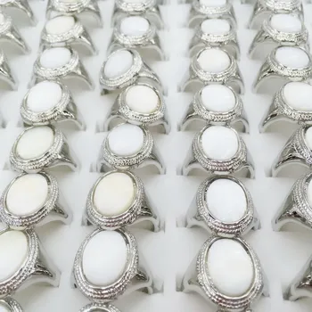 

Vintage Antique Silver Colorful Oval Shell Finger Ring Band Ring For Women Female Statement Boho Beach Jewlery Gift 100pcs/Lot