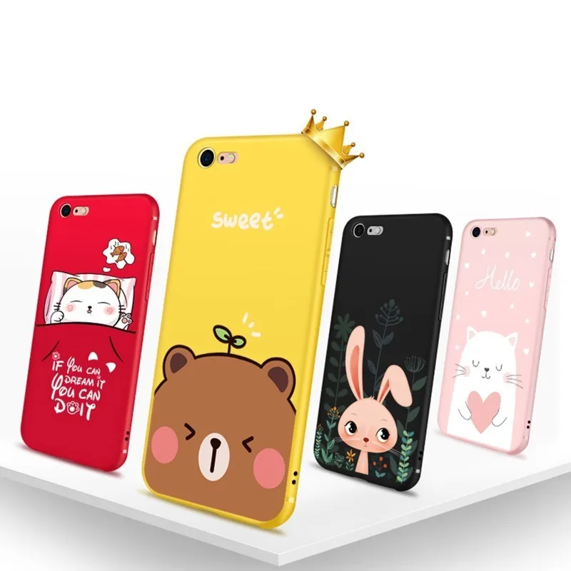 

Original 3D Relief Case For iPhone 7 Case Silicon Phone Case Ultra Slim Bumper For iPhone 6 6s 7 8 Plus XS Max XR Cover Cute