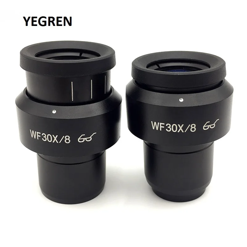 1 pcs Wide Field WF30X/8 High Eye-point Eyepiece Plan Diopter Adjustable f/ Stereo Microscope Mounting Size 30mm Field View 8mm
