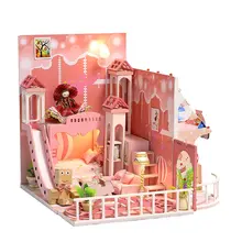 1:24 миниатюрный набор для кукольного домика DIY Модель кукольного домика с мини светодиодный свет развивающие игрушки подарок на день рождения для детей Дети